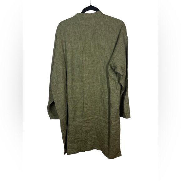 Eskandar Linen Wide A-line Collarless Shirt - Very Long With Slits Size 1 - Picture 4 of 10